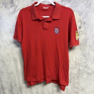 Vintage K-Swiss 90s Taiwan Tennis Open Polo T Shirt Red Medium 19.5x24